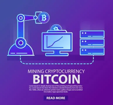 Mining farm crypto currency bitcoin. Server computer. 스톡 일러스트