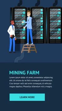 Mining Farm Datacenter Administration. Cryptocoin. Stock Illustration