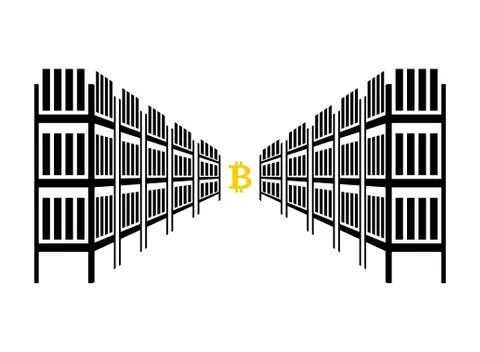 Mining farm. Extraction of Cryptocurrency. Stand gpu. Technology for obtainin Illustrazione stock