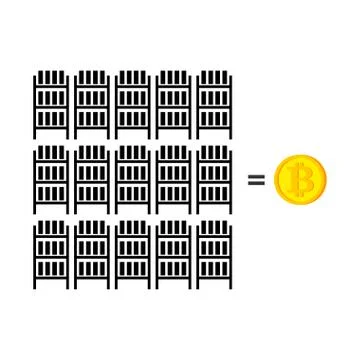 Mining farm. Extraction of Cryptocurrency. Stand gpu. Technology for obtainin Stock Illustration