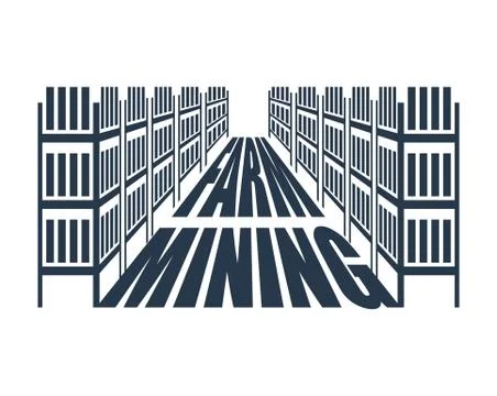 Mining farm. Extraction of Cryptocurrency. Stand gpu. Technology for obtainin Illustrazione stock