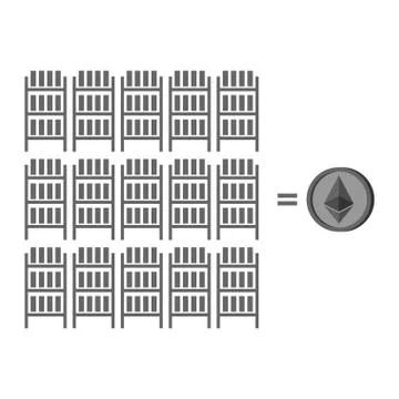 Mining farm. Extraction of Cryptocurrency. Stand gpu. Technology for obtainin 스톡 일러스트