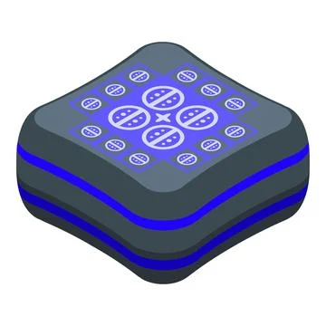 Mining farm generating cryptocurrency with asic processor showing hashrate Stockillustratie