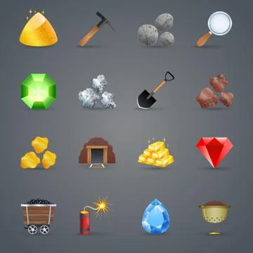 Mining Game Icons Stock Illustration