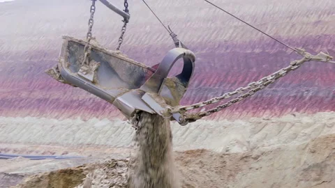 Mining Grab at Titanium Ore Quarry Stock Footage 220570584