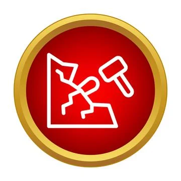 Mining hammer breaking rock concept icon Stock Illustration