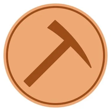 Mining Hammer Bronze Coin Stock Illustration