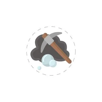Mining Hammer colorful flat vector icon Stock Illustration