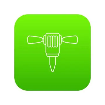 Mining hammer drill icon green vector Illustrazione stock
