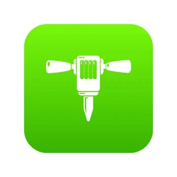Mining hammer drill icon green vector Stock Illustration