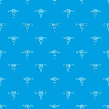 Mining hammer drill pattern vector seamless blue Stock Illustration