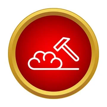 Mining hammer excavating ground material icon Stock Illustration