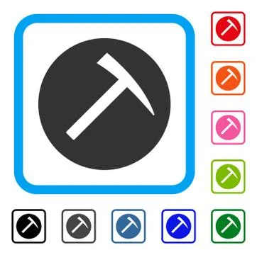 Mining Hammer Framed Icon Stock Illustration