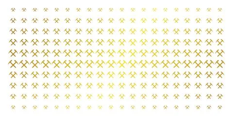 Mining Hammers Gold Halftone Grid イラスト素材