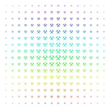 Mining Hammers Shape halftone Spectral pattern Stock Illustration