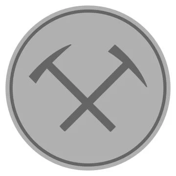 Mining Hammers Silver Coin Stock Illustration