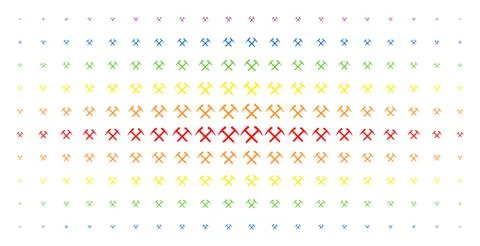 Mining Hammers Spectral Halftone Array Stock Illustration