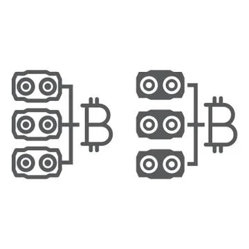 Mining hardware line and glyph icon, money Stock Illustration