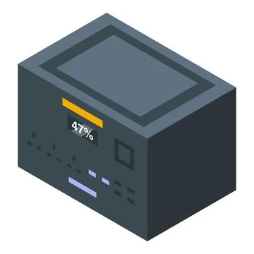 Mining hardware performing calculations with progress displayed on screen Stock Illustration