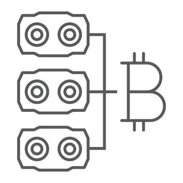Mining hardware thin line icon, money Stock Illustration