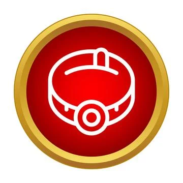 Mining headlamp icon on red gold button Stock Illustration