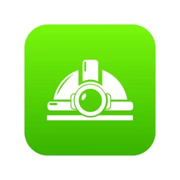 Mining helmet icon green vector Stock Illustration