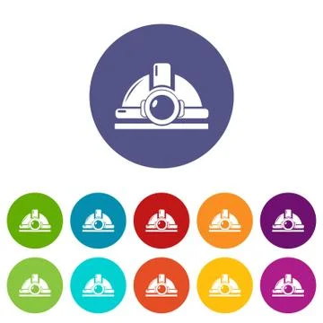 Mining helmet icons set vector color 스톡 일러스트