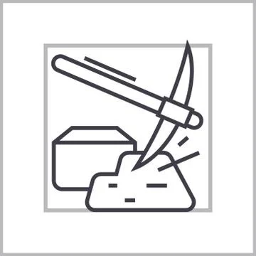 Mining hummer with gold concept vector thin line icon, symbol, sign 스톡 일러스트