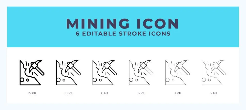 Mining icon. Regular line. Thin line. Bold line. Vector illustration. イラスト素材