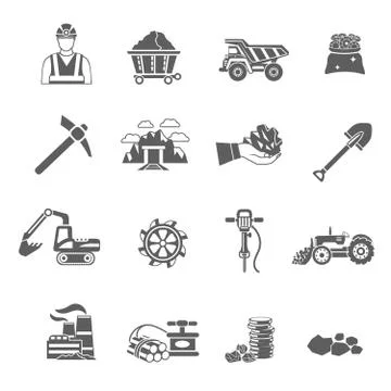 Mining Icons Set Stock Illustration