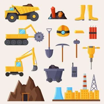 Mining Industry and Tools on Vector Illustration Stock Illustration