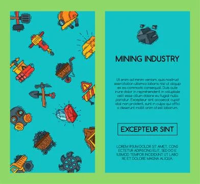 Mining industry banners vector illustration. Profession and occupation of miner Ilustración de archivo