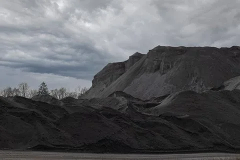 Mining industry, basalt storage. Black stone. Stock-Fotos