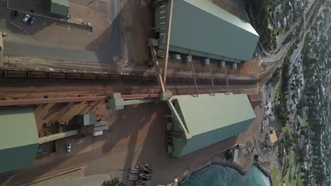 Mining Industry Cargo Train on Port in Australia Stock Footage 278566763