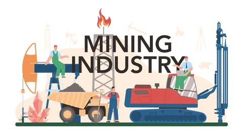 Mining industry concept typographic header. Mineral and natural resources Stock Illustration