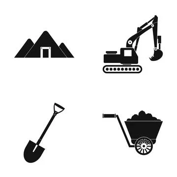Mining industry construction tools and equipment set Stock Illustration