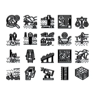 Mining industry extraction technologies and worker safety concept Stock Illustration