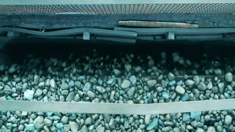 Mining industry, fossil, minerals processing. Crumbled copper ore inside of a 스톡 동영상 153208620