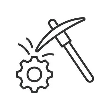 Mining Industry, icon in line design. Minerals, excavation, quarry, mining Stock Illustration