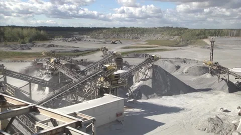 Mining industry.  Mining site conveyors of gravel in a quarry Video stock 104714299