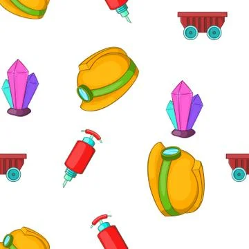 Mining industry pattern, cartoon style Stock Illustration
