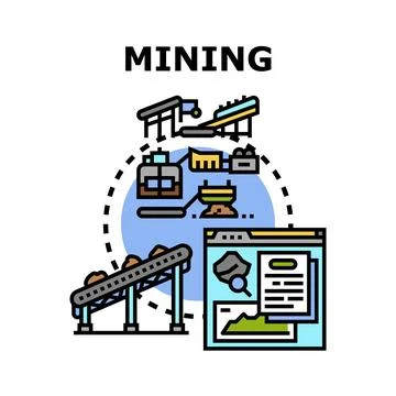 Mining industry process with digital data management Illustrazione stock