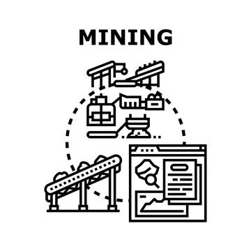 Mining industry process with digital data management Stock Illustration