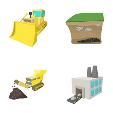 Mining industry process extracting and processing minerals Stock Illustration