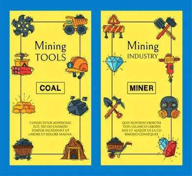 Mining industry set of banners vector illustration. Profession and occupation Stock Illustration