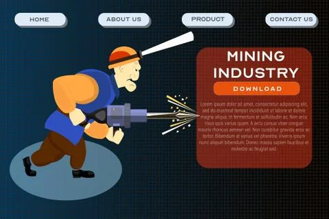 Mining industry site template. Application and software development header po Stock Illustration