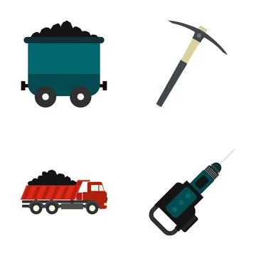 Mining industry tools and equipment collection Stock Illustration