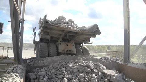 Mining industry.  View into a quarry mine for porphyry rocks. factory Stock-Footage 104714219