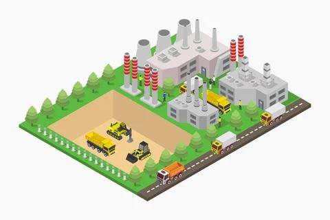 Mining isometric illustrated on background Stock Illustration