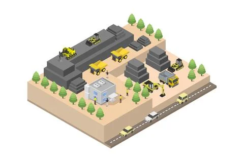 Mining isometric illustrated on background Stock Illustration
